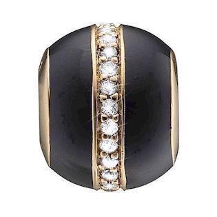 Christina Collect Gold-plated Black Magic Black ball with ring of 26 glittering white topaz, model 623-G105black